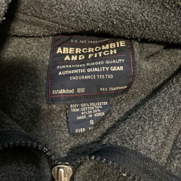 VTG Abercrombie & Fitch Fleece Jacket Mens Size Small Black Gray Full Zip Jacket - Picture 4 of 7
